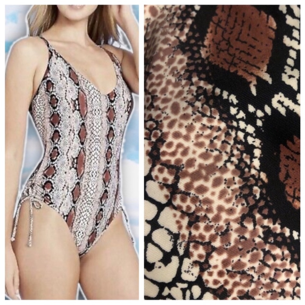 NWT KONA SOL Snake Print One Piece Swimsuit Beach Pool Swimming Party Python